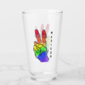 Individuelle Name Rainbow Peace Pint Glas (Rückseite)