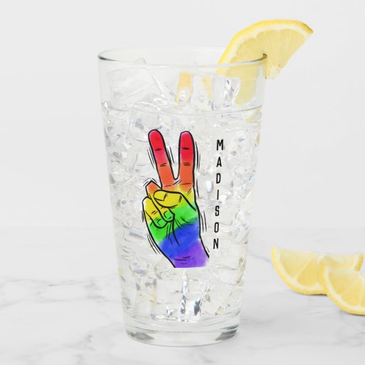 Individuelle Name Rainbow Peace Pint Glas (Rückseite Ice)