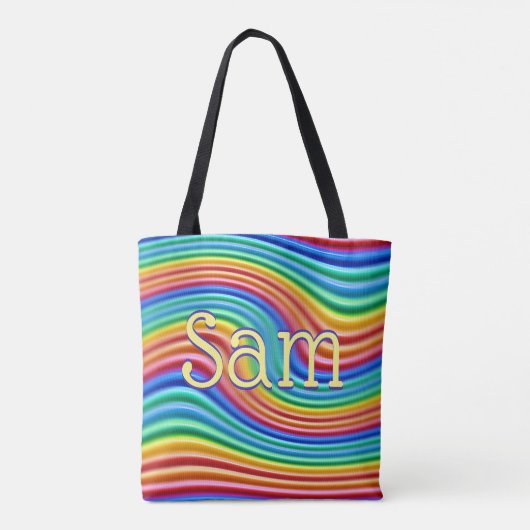Individuelle Name Rainbow Pride Tote Bag. Tasche (Rückseite)