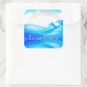 Individuelle Name Rainbow Summer Magic Blue Delphi Quadratischer Aufkleber (Tasche)