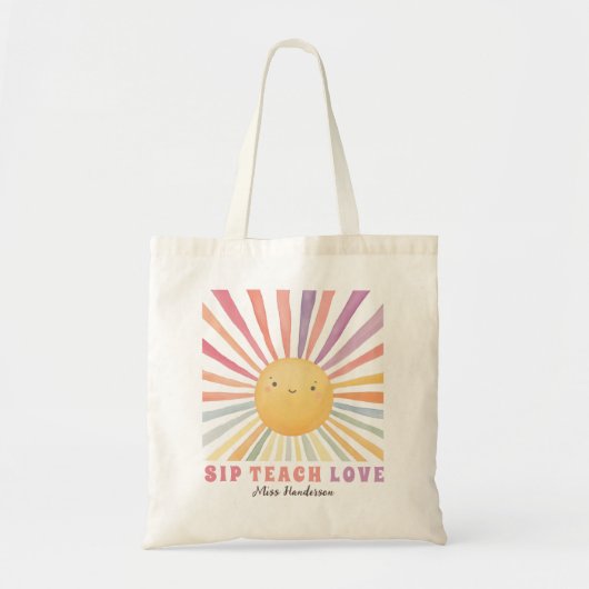 Individuelle Name Rainbow Sun Tasche für Lehrerges (Vorne)