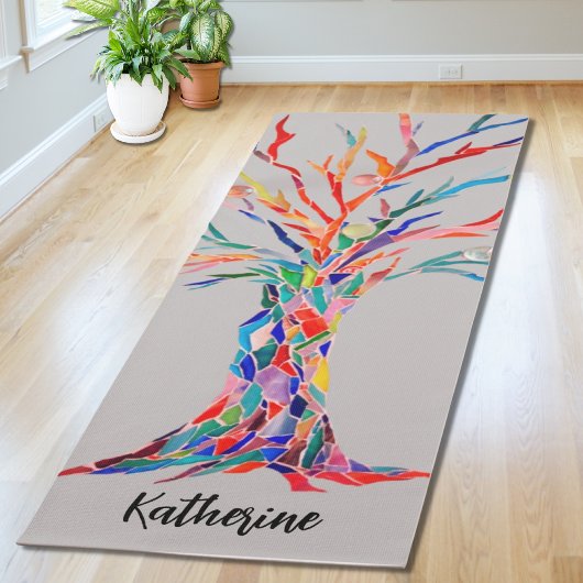 Individuelle Name Rainbow Tree Gray Yogamatte