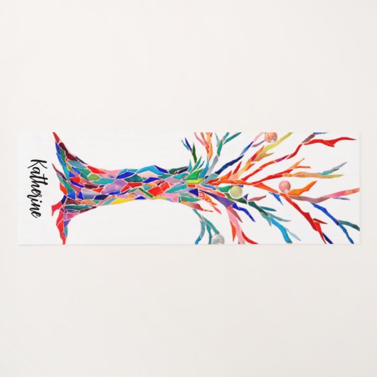 Individuelle Name Rainbow Tree Yogamatte (Rückseite (Horizontal))