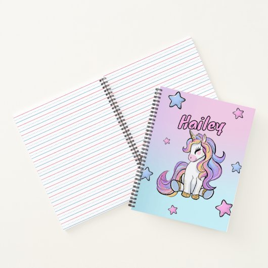 Individuelle Name Rainbow Unicorn Zurück in die Sc Notizblock (Innenseite)