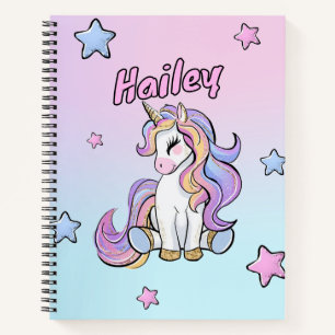 Individuelle Name Rainbow Unicorn Zurück in die Sc Notizblock