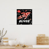Individuelle Name-Raketenrakete Jungs schwarzes ro Poster (Küche)