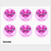 Individuelle Name Raute Kawaii Heart Sticker (Blatt)