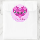 Individuelle Name Raute Kawaii Heart Sticker (Tasche)