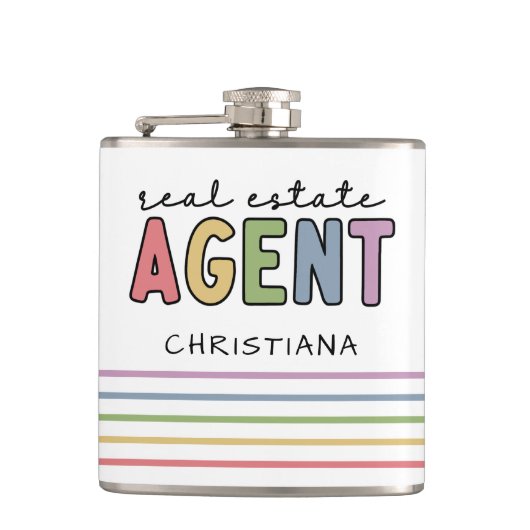 Individuelle Name Real Anwesen Agent | Geschenke v Flachmann (Vorderseite)