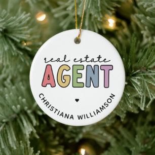 Individuelle Name Real Anwesen Agent   Geschenke v Keramik Ornament