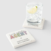 Individuelle Name Real Anwesen Agent | Geschenke v Steinuntersetzer (Seitenansicht)