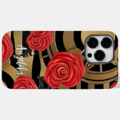 Individuelle Name Red and Gold Abstrakt Floral Ste Case-Mate iPhone Hülle (Rückseite (Horizontal))