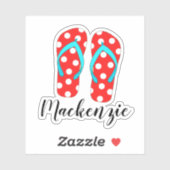 Individuelle Name Red Flip Flops Summer Beach Aufkleber (Blatt)