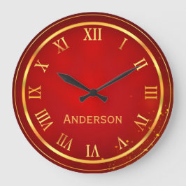 individuelle Name Red Gold Class Elegante Rom Runde Wanduhr