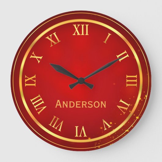 individuelle Name Red Gold Class Elegante Rom Runde Wanduhr (Vorderseite)