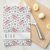 Individuelle Name Red Grau Skandinavien Blumenmust Handtuch (Viertel Falte)