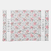 Individuelle Name Red Grau Skandinavien Blumenmust Handtuch (Horizontal)