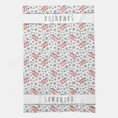 Individuelle Name Red Grau Skandinavien Blumenmust Handtuch (Vertikal)