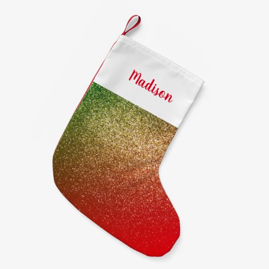 Individuelle Name Red Green Gold Glitzer Kleiner Weihnachtsstrumpf (Vorderansicht (hängend))