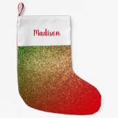Individuelle Name Red Green Gold Glitzer Kleiner Weihnachtsstrumpf (Vorderseite)