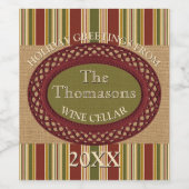 Individuelle Name Red Green Strips Imitate Jute Bu Weinetikett (Einzelnes Label)