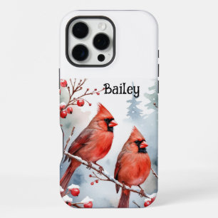 Individuelle Name Red Kardinal Bird Winter Snow Be iPhone 16 Pro Max Hülle