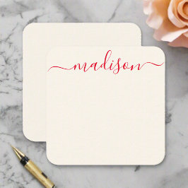 Individuelle Name Red Typografy Girly Feminine Mitteilungskarte