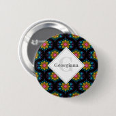 Individuelle Name Regenbogen Blumenbrunnen Mitte M Button (Vorne & Hinten)