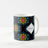 Individuelle Name Regenbogen Blumenbrunnen Mitte M Kaffeetasse (VorderseiteRechts)