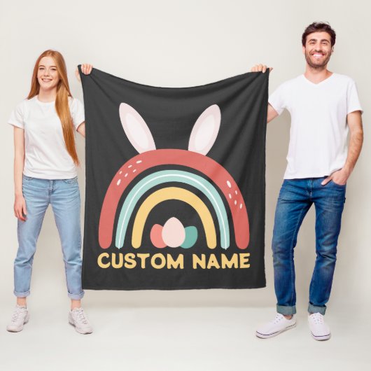 Individuelle Name Regenbogen Ei Bunny Ohr Niedlich Fleecedecke (Beispiel)