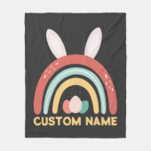 Individuelle Name Regenbogen Ei Bunny Ohr Niedlich Fleecedecke (Vorderseite)
