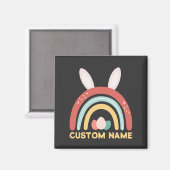 Individuelle Name Regenbogen Ei Bunny Ohr Niedlich Magnet (Vorderseite/Rückseite)