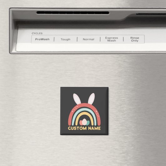 Individuelle Name Regenbogen Ei Bunny Ohr Niedlich Magnet (In Situ (Geschirrspüler))