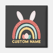 Individuelle Name Regenbogen Ei Bunny Ohr Niedlich Magnet (Vorne)