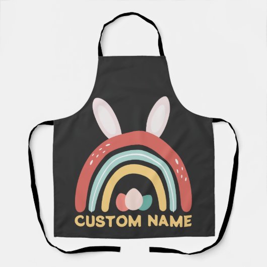 Individuelle Name Regenbogen Ei Bunny Ohr Niedlich Schürze (Vorderseite)