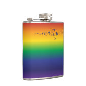 Individuelle Name Regenbogen Farbige Streifen Flachmann (Rechts)