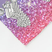 Individuelle Name Regenbogen Glitzer Engel Flügel Fleecedecke (Ecke)