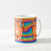 Individuelle Name Regenbogen und Kätzchen Tasse. T Kaffeetasse (VorderseiteRechts)
