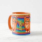 Individuelle Name Regenbogen und Kätzchen Tasse. T Tasse (Vorderseite Links)