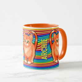 Individuelle Name Regenbogen und Kätzchen Tasse. T Tasse