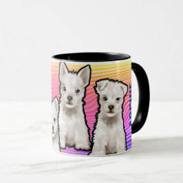 Individuelle Name Regenbogen und Welpen Tasse. Tas Tasse