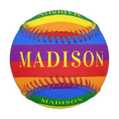 individuelle Name-Regenbogenfahne-Baseball Baseball (Rückseite)