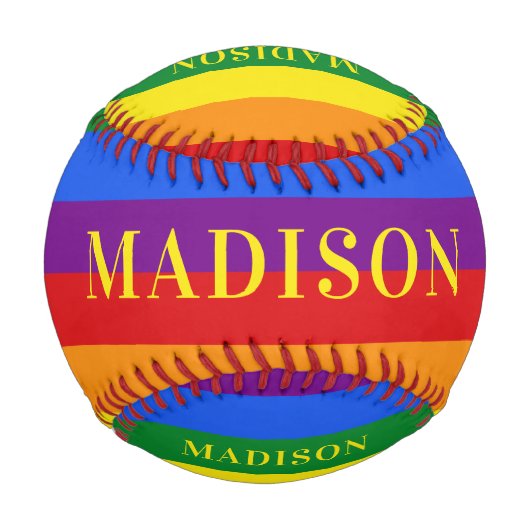 individuelle Name-Regenbogenfahne-Baseball Baseball (Rückseite)