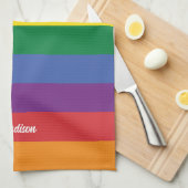 Individuelle Name-Regenbogenflagge Geschirrtuch (Viertel Falte)