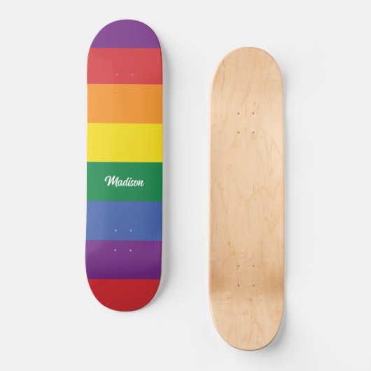 Individuelle Name-Regenbogenflagge Skateboard (Vorderseite)