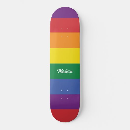 Individuelle Name-Regenbogenflagge Skateboard (Vorderseite)