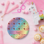 Individuelle Name Regenbogenstethoskopbandherz Pappteller (Party)
