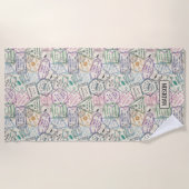 Individuelle Name Reisen Briefmarke Muster Badetuc Strandtuch (Vorderseite)