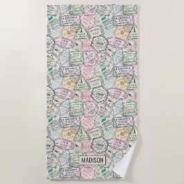 Individuelle Name Reisen Briefmarke Muster Badetuc Strandtuch