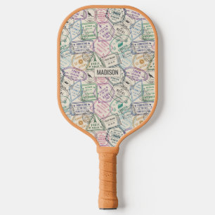 Individuelle Name Reisen Briefmarke Muster Pickleball Schläger